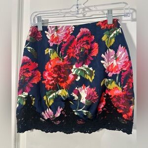 Urban Outfitters Floral Mini Skirt with Black Lace